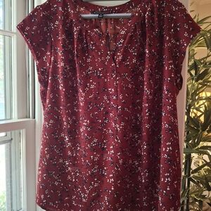 LOFT Red and NAVY Cap Sleeve Blouse